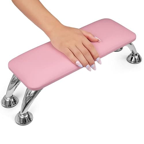 Arm Rest for Nails Tech, Easy Clean Nail Arm Rest, Reduce Back Pain Hand Rest for Nails Tech, Sturdy Support Armrest for Nails Fits UV LED Nail Lamp Underneath, Salon & Home Use (Pink) - Image 1