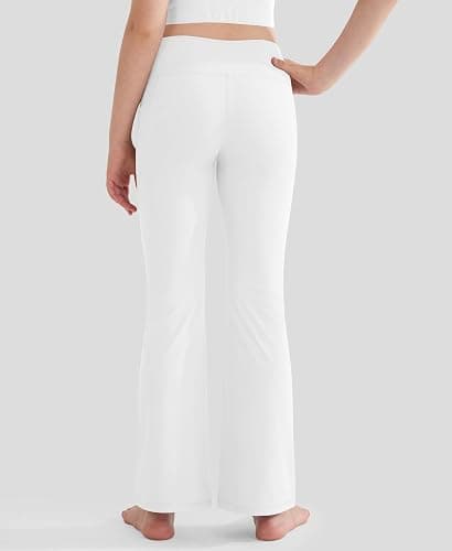 DOCUMO Girls Flare Leggings with Pockets - Crossover Waist Bell Bottoms Bootcut Leggings for Girls Yoga Dance Athletic Pants thumbnail 2