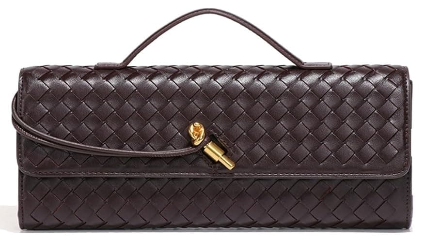 Upbull Trendy Woven Evening Clutch Purses Women Underarm Shoulder Handbag Cute Satchels Crossbody Purse PU Leather Wallet - A Dark Purple