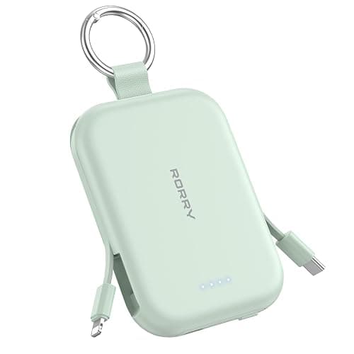 RORRY CharmGo Portable Charger, 5000mAh Portable Charger Power Bank with Built-in Cables, Travel Keychain Charger Battery Pack for iPhone 17/16/15, for AirPods 2/3/4/Pro, Green | 20W,Keychain,Travel Essential,Battery Pack,USB-C,Compact,All in Mini,for iPhone 17/16/15,for AirPods 2/3/4/Pro,for iPad - Image 1