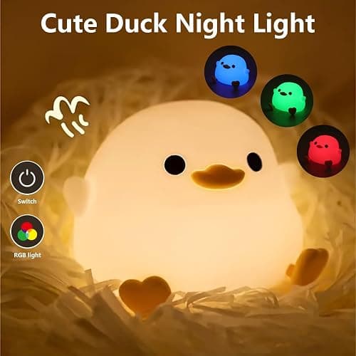 IFTHFOUR DoDo Duck Night Light, LED Cute Silicone Dimmable Nursery Lamp, Touch Sensor Lamp, RGB & Warm White Light for Kids, Bedrooms, Dorm Decor, and Gift Ideas(Battery) thumbnail 3