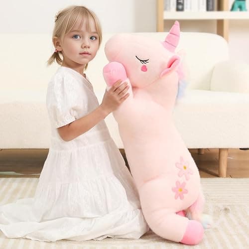 32inch Cute Giant Pink Unicorn Plush, Jumbo Soft Body Pillow Pet, Large Rainbow Unicorn Stuffed Animals Toy, Big Doll for Kids Girls and Boys, Birthday, Valentine's Day thumbnail 6
