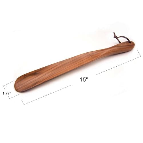 Bamber Wooden Shoe Horn Wood Shoehorn with Handle for Seniors Women Men Kids, 15'' Long, Black Walnut thumbnail 2
