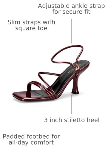 Viciously Vixen Women's Strappy Kitten Heels Square Open Toe Sandals Party Wedding Ankle Strap Shoes thumbnail 3