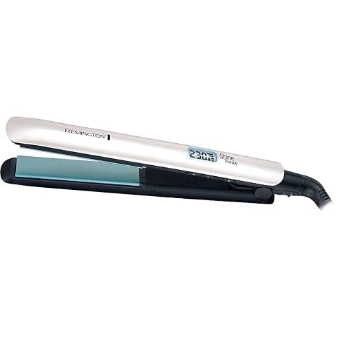 Remington Shine Therapy Hair Straightener with Advanced Ceramic coating infused with Moroccan Argan Oil for sleek & smooth glide, Floating plates, Digital display, 9 settings 150°C–230°C, S8500 - Image 1