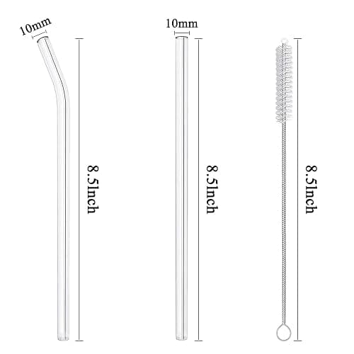 Lydnvjx 6 Pack Reusable Glass Straws,8.5'' x10MM,3 Straight and 3 Bent with 2 Cleaning Brushes,Perfect for Smoothies,Tea,Juice thumbnail 3