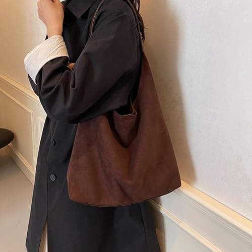 VOSTEVAS Suede Tote Shoulder Bags for Women Slouchy Hobo Bag Handbags Purse Ladies Office Tote Purses for Work Travel thumbnail 4