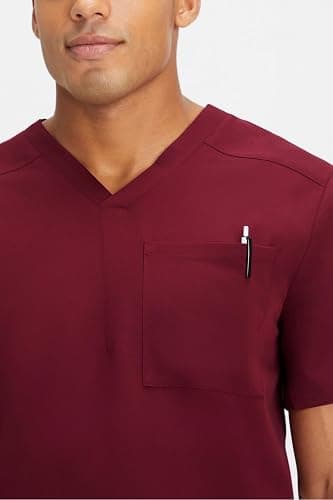 Fabletics Men's Helix 1-Pocket Scrub Top - MotionTech, Wrinkle-Resist, Chest Pocket, Anti-Shrink, Semi-Slim Fit thumbnail 4