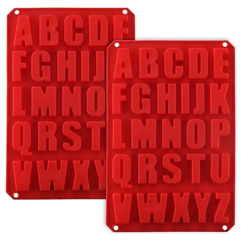 2pcs Silicone Letter Cake Mold BPA Free, Non-Stick Chocolate Mold Soft and Easy to Release, Decorating Silicone Red Mold Cake Baking Utensils Good Toughness DIY Ice Tray Kitchen Cake Pans - Image 1