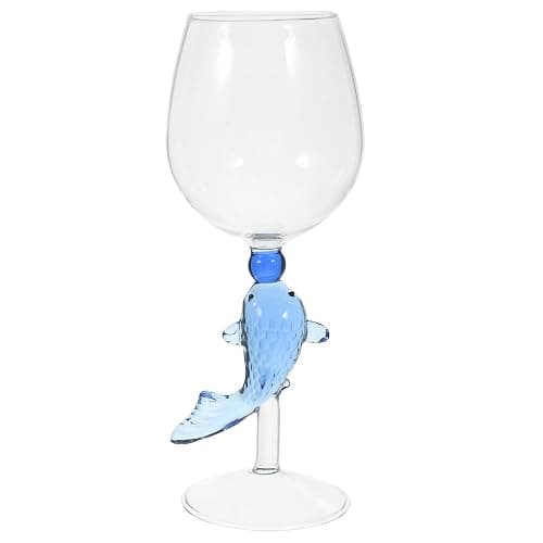Amosfun Wine Glasses with a Carp Goblet Cocktail Juice Glass for Wedding Anniversary Christmas Party Favors - Sky-blue - 25x8cm - Image 1