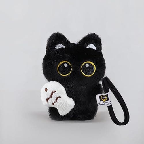 BONTOUJOUR Super Cute Funny Big Eyes Black Cat Lucky Kitty Theme Keychain Good Luck Siamese Key Chain Ring Bag Pendant thumbnail 6