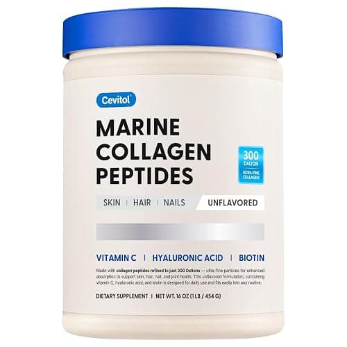 Cevitol Marine Collagen Peptides - Hydrolyzed Ultra-fine Collagen Powder for Women & Men, Hyaluronic Acid, Biotin, Vitamin C, for Skin, Hair, Nails, Joints, Non-GMO, Unflavored, Easily Dissolved, 16oz - Image 1