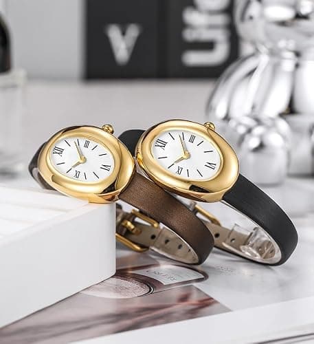 MASTOP Bracelet Watch for Women - Elegant 24mm Oval Dial Bangle Watch - Gold Jewelry Style Quartz Wristwatch - Gift for Her thumbnail 3
