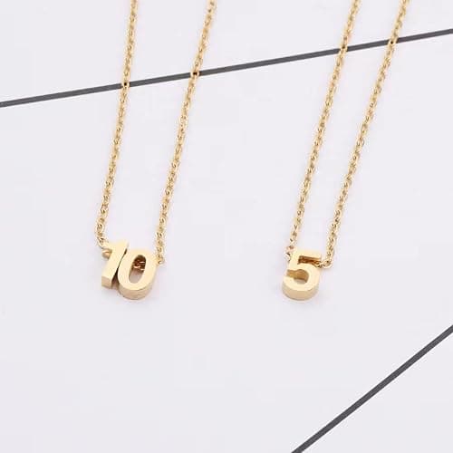 LOXUAKAM Number Necklace for Women Dainty 18K Gold Plated Pendant Necklace Charm Birth Month Personalized Jewelry Birthday Gift thumbnail 6