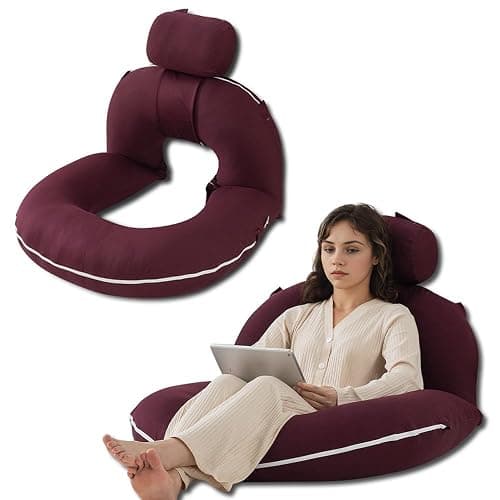 INSEN Reading Pillow, Back Pillow for Sitting in Bed and Couch, Gaming Pillow for Adults, Sit Up Support for Bed (, Upgrade-Cooling Wine, Upgraded) - Image 1