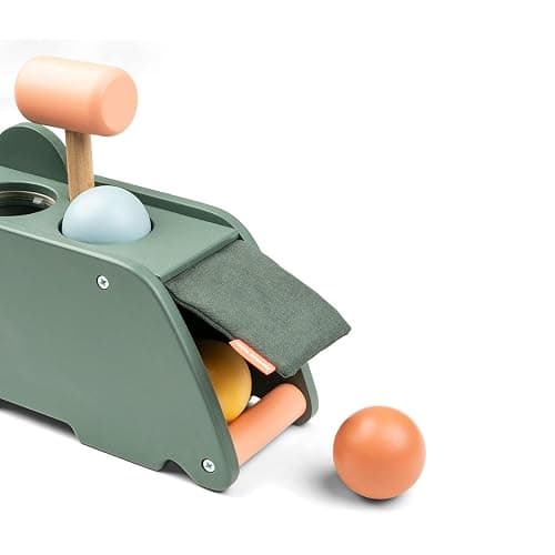 Done by Deer Hammer Board Croco Green - Wooden Activity Toy for Hand-Eye Coordination and Sense of Hearing - Green Color with Colorful Elements - Soft, Durable Fabric Flap with Crinkling Sound thumbnail 4