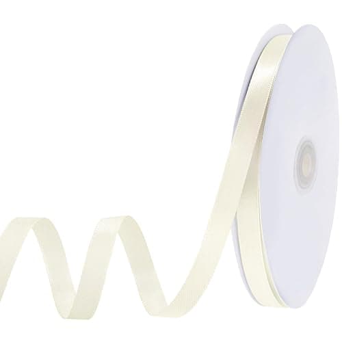 120 Yards Cream Ribbon 3/8 Inch Ivory Satin Ribbon Thin Ribbons for Gift Wrapping Cake Wedding Invitation Bride Bracelet Hair Bows Christmas Crafts Gift Bags Balloons String - Image 1