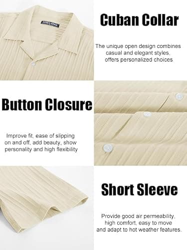 PJ PAUL JONES Men's Casual Button Down Shirts - Short Sleeve Summer Textured Beach Wrinkle-Free Shirts thumbnail 5