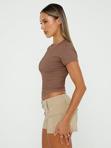 AUTOMET Womens 3 Piece Short Sleeve Shirts Basic Going Out Slim Fitted Crop Tops 2026 Summer Y2k Spring Clothes thumbnail 5