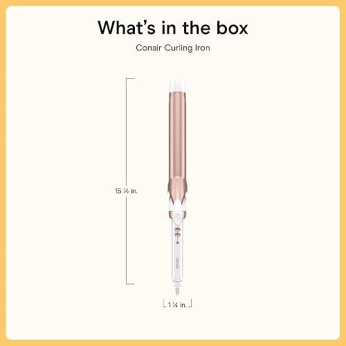 Conair Extra Long Curling Iron, Double Ceramic, 1 1/4", White/Rose Gold | Extra-long 7.5" hair curler and hair waver for every hair type with 30 heat settings, built-in heat protection, and auto-off thumbnail 7