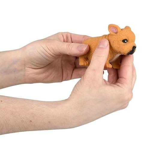 Squishy Stretchy Bulldog (2.5" to 6.5") Rubber Fidget Sensory Toy Filled with Sand. Great Stress Relief Dog Toy for Kids, Adults and Pets. (2 Bulldogs - Tan & Brown Color) thumbnail 5