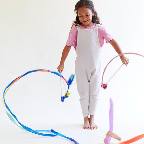 Sarah's Silks Boho Rainbow Streamer - 8' Long Ribbon Wand for Kids, Pretend Play, Dance, Baton Stick Twirling, and Gymnastics Party Favors | 100% Silk and Wood Montessori and Waldorf Toys thumbnail 6