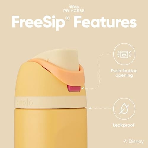 Owala Disney Princess FreeSip Insulated Stainless Steel Water Bottle with Straw for Sports and Travel, BPA-Free Sports Water Bottle, 24 oz, Belle thumbnail 5