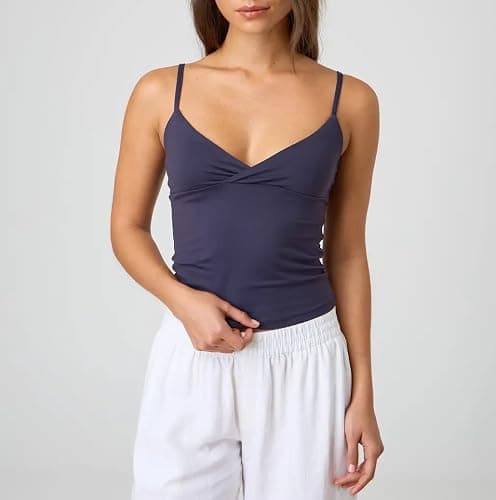 Giraropa Women Summer Basic Cami Shirt Sexy Sleeveless Spaghetti Strap V Neck Tank Top Y2K Slim Fit Going Out Crop Tops thumbnail 2