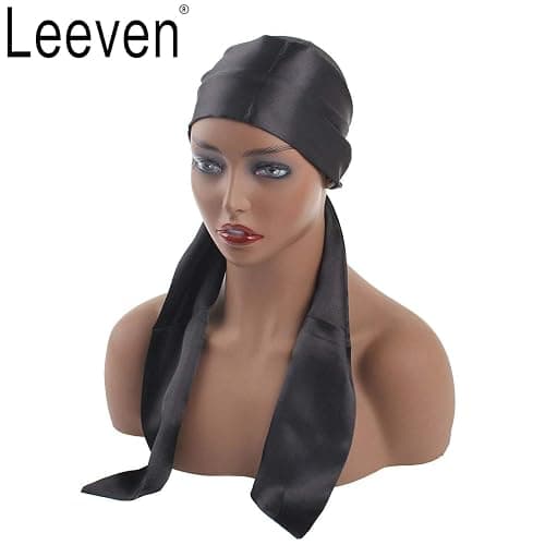 Leeven 2 Pcs Silky Satin Edge Scarves Black 4.5"x56" Wig Grip Band | Satin Headband For Lace Front Wigs,Non Slip Hair Wrap,Satin Edge Laying Scarf,For Makeup,Facial,Sport,Yoga,Bag Hat Decoration thumbnail 3