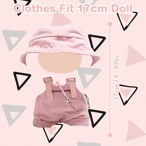 3 Pcs Doll Cloth for 17cm Plush Dolls, Pink Set Include 1 Leggings with Adjustable Straps1 Fisherman's Hat 1 Handbag 1 Glasses for Dolls Premium Outfit Birthday Present for Adult Kids (No Doll) thumbnail 3