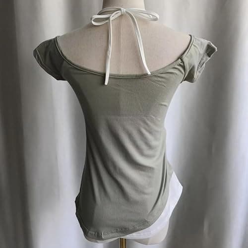 Baby Tee Y2k Women Grunge Top Emo 2000s Vintage Fake Two Piece Short Sleeve T Shirt Crop Tops Teens thumbnail 5