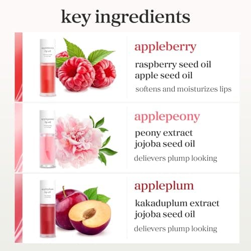 NOONI Korean Lip Oil Set - Appleberry, Applepeony & Appleplum - Long-Lasting, Moisturizing, Revitalizing - Waterproof, No Peel Off, Stocking Stuffers (3EA, 0.12 fl oz) thumbnail 4