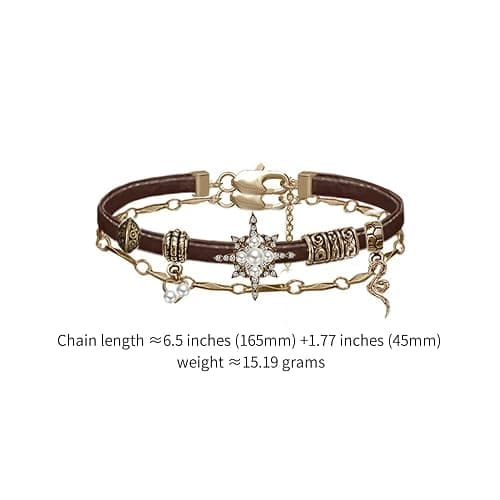 Retro style women's bracelets Fashionable star leather bracelets for stackable women's accessories M2593 thumbnail 5