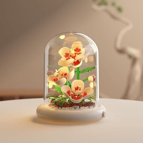 Kadablk Creative Botanical Micro Blocks with Light Set - 550PCS Artificial Chrysanthemum, Peony and Hibiscus, Perfect DIY Gift for Adults, Teens and Flower Lovers thumbnail 7