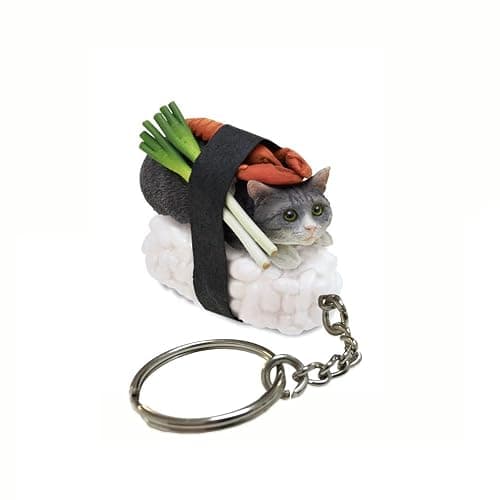 Sushi Cat Clever Idiots Nekozushi Keychain - Blind Box Includes 1 of 5 Collectable Figurines - Features a Detachable Keyring (Version 1) thumbnail 3