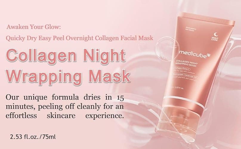 Medicube Collagen Overnight Wrapping Peel Off Facial Mask Pack - Elasticity & Hydration Care, Reduces Sagging & Dullness - Hydrolyzed Collagen For Glowing Skin - Korean Skin Care, 75ml, 2.53 fl.oz thumbnail 2