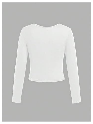 RoseSeek Girl's 3 Pack Long Sleeve T Shirt Square Neck Slim Fit Basic Tee Tops Soft Fall Tops thumbnail 4