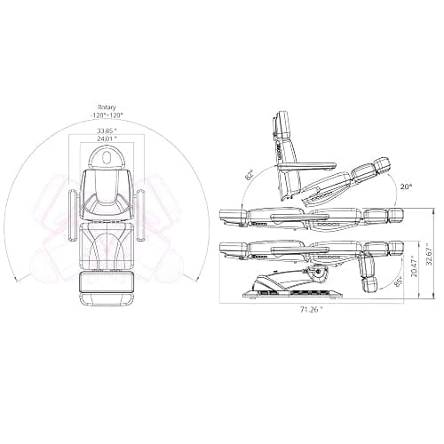 Beauty Spa Medical Treatment Bed 4 Motor Electrical Facial Medical Spa Tables with Rotating Seat AURORA thumbnail 2