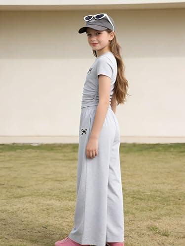 Afsmlys Tween Girls Clothes T-Shirt Top + Pants 2pcs Outfit Set Teen Girl Spring Summer Clothing, Size 7-16 Years thumbnail 3
