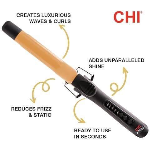 CHI Ceramic Curling Iron, Hair Curler for Smooth & Shiny Curls, Adjustable Temperature & Automatic Shut-Off, 1" Barrel, Black thumbnail 2