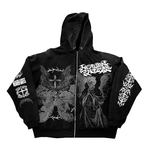 gsosougg Y2K Pattern Zipper Hoodie Street Trendy Sweatshirt Neutral Hip Hop Casual Graffiti Printed Jacket - Image 1