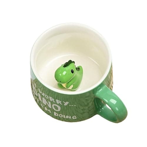 Biigming Tasse Dinosaure 3D Mug en Céramique avec Motif Animal à l'intérieur 350ml Faite à la Main Tasse à café Cadeaux pour Noël Anniversaire Fête Enfants(Dinosaure) - Image 1