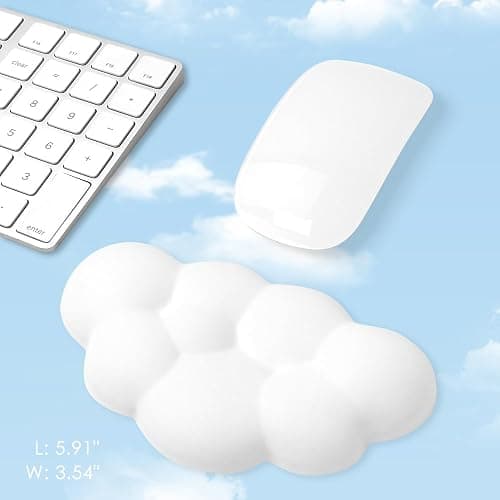 Arisase Cloud Wrist Rest Cushion for Mouse Ergonomic Soft PU Leather Memory Foam Wrist Pain Relief Mouse Wrist Support Pad with Anti-Skid Base for Office School Home Laptop & Computer Mouse (White) thumbnail 2