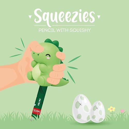 LEGAMI Rooarrr! Crayon avec dinosaure squishy | Crayon HB avec embout dinosaure | Crayon graphite effaçable au design dinosaure | Fournitures de papeterie pour l'école, l'étude et le bureau thumbnail 3