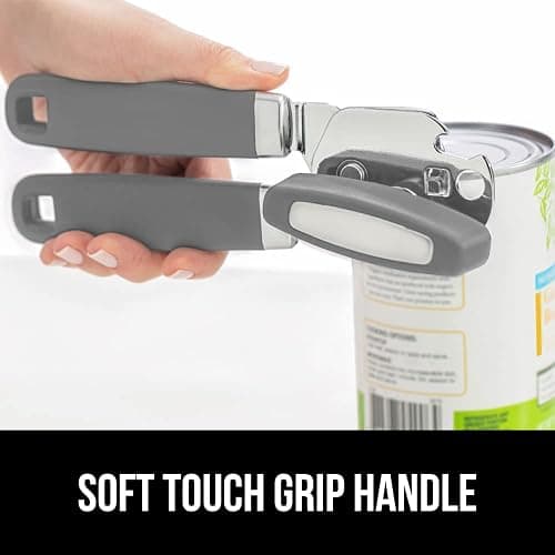 GORILLA GRIP Heavy Duty Stainless Steel Smooth Edge Manual Can Opener and Bottle Openers, Soft Comfortable Handle, Oversized Handheld Turn Knob, US Designed Multifunctional Kitchen Tool, Gray thumbnail 5