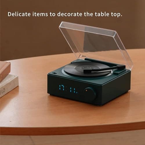 Vintage Vinyl Record Player Style Bluetooth Speaker Phonograph Style Retro Bluetooth Speaker White Cute Look Gift for Girls Good Bass Enhancement Loud Volume thumbnail 7