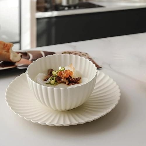 Flower-Shaped Daisy Bowl Set, 5.5-Inch, 17oz Matte Crème - Pack of 4 (Matte Crème) thumbnail 6