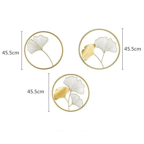 JILIP Metal Ginkgo Leaf Wall Art Plaque, 3pcs Nordic Style Hanging Wall Sculptures, Modern Home Wall Silhouette Decor, Living Room Office Wall Decor thumbnail 3