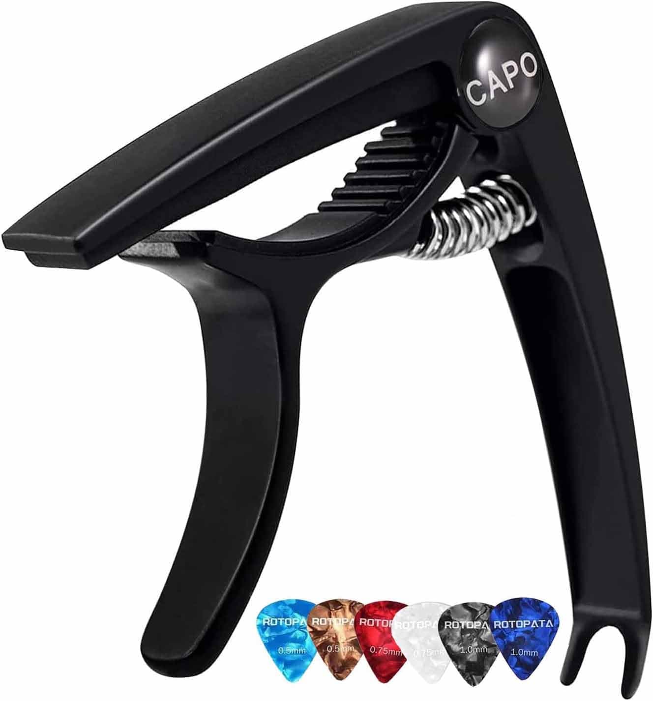 Guitar Capo, 6 String Acoustic and Electric Guitar Clip, Guitar Kapo Accessories for Classical Guitar, Ukulele, Mandolin and Banjo (Black) - Image 1
