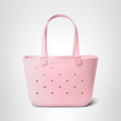 Simple Modern Large Beach Bag | Waterproof Getaway Rubber Tote with Zipper Pocket for Travel, Pool, Boat, Groceries, Sports | Blush thumbnail 10